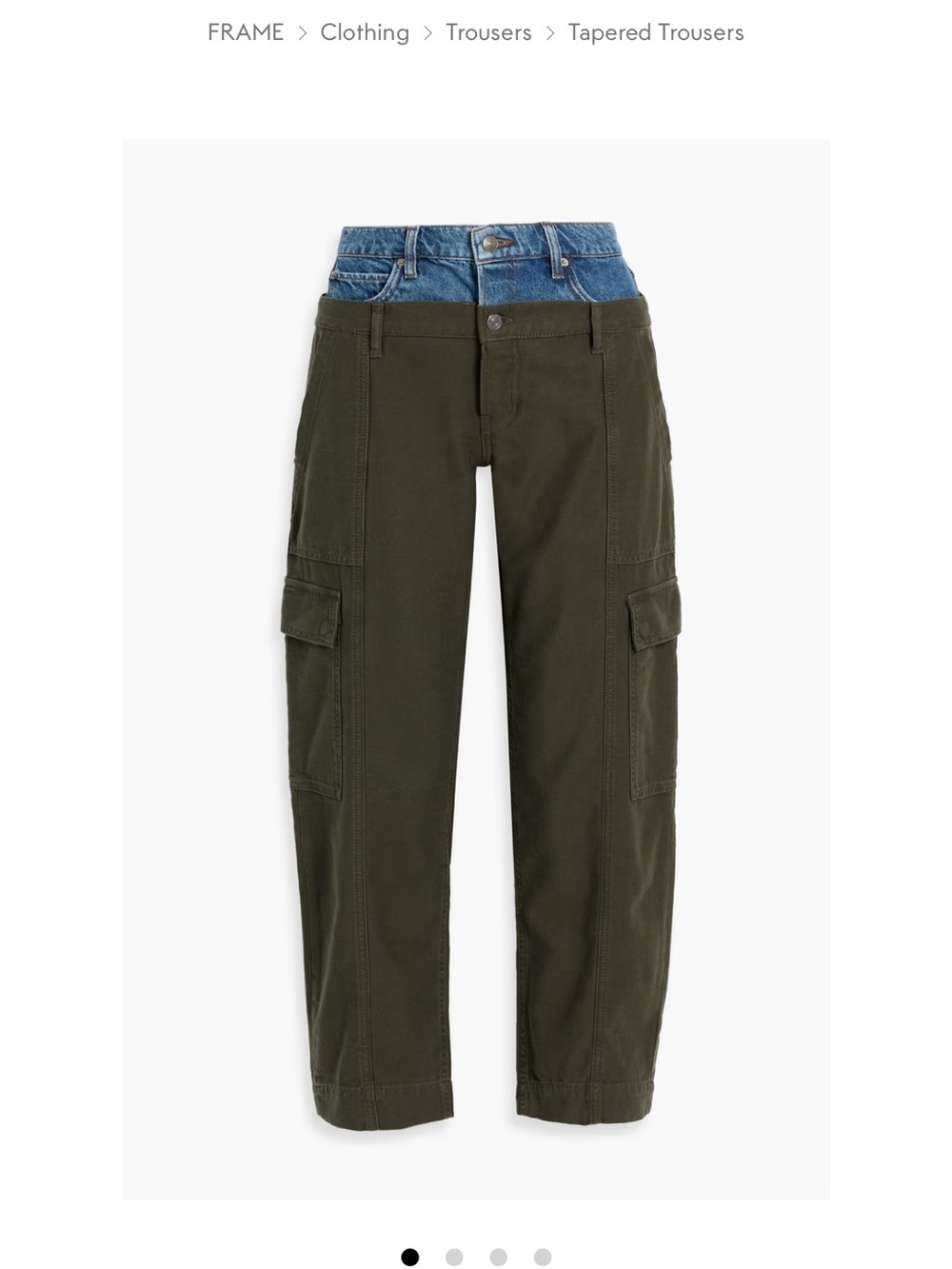 FRAME denim trimmed cotton-canvas cargo parents